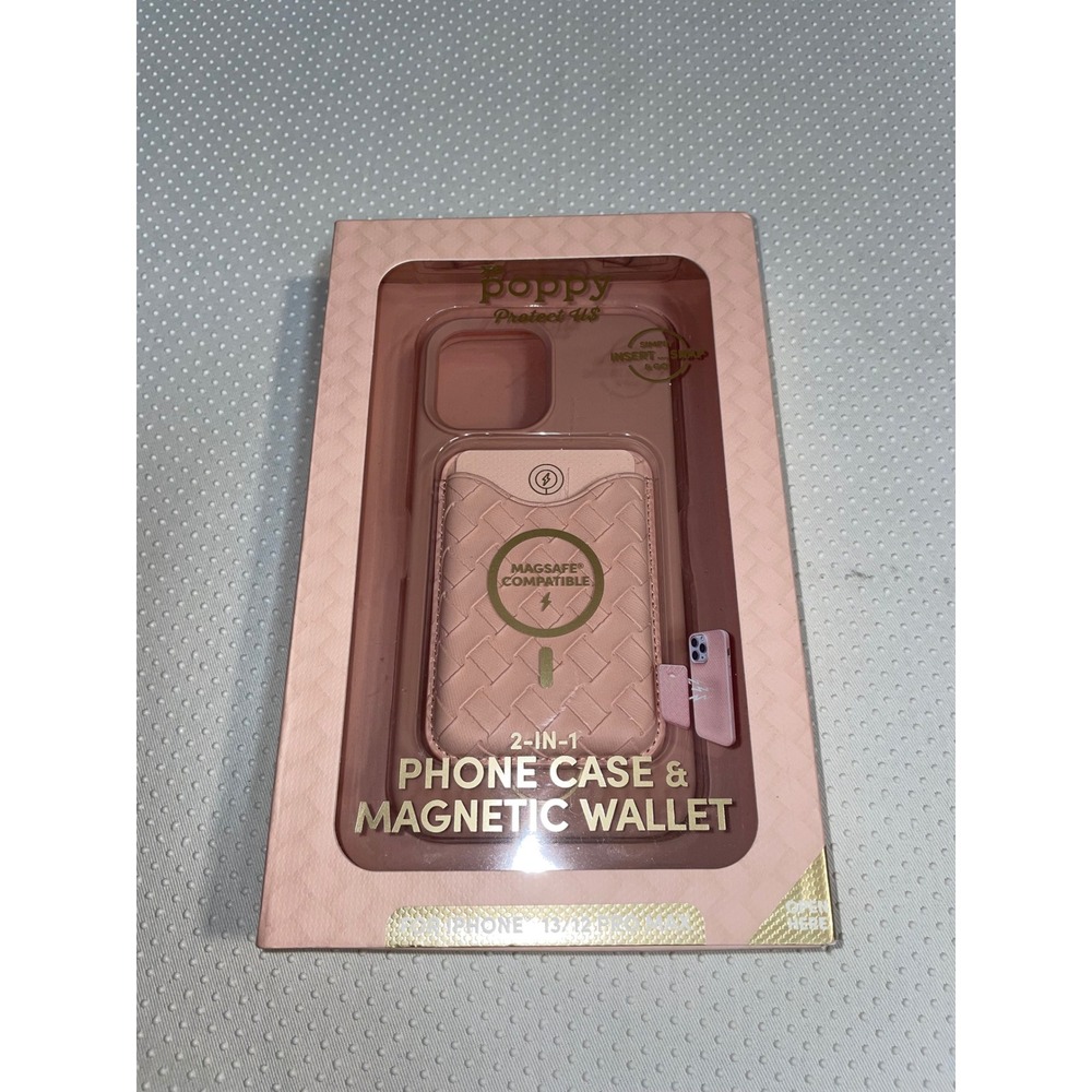 Poppy 2-in-1 iPhone 13/12 Pro Max Phone Case & Magnetic Wallet Set‎ Pink NWT